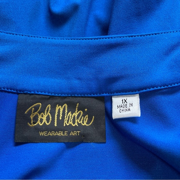 BOB MACKIE Wearable Art Cardigan Womens Large Navy Blue White Preppy Coastal 1X - Picture 10 of 12
